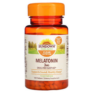 Sundown Naturals, Melatonina, 3 mg, 120 compresse