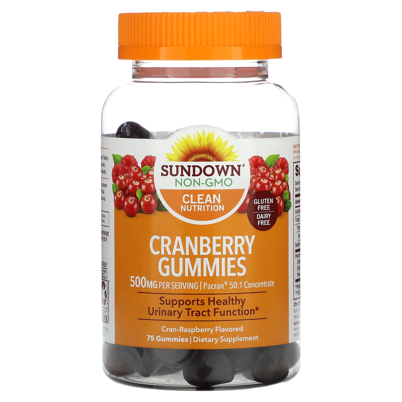 Sundown Naturals, Cranberry Gummies, CranRaspberry, 500 mg, 75 Gummies