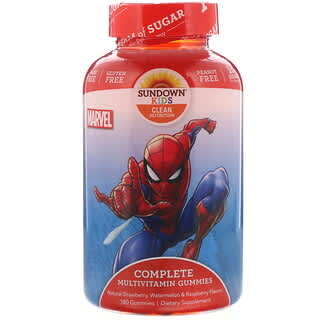 Sundown Naturals Kids, Vollständige Multivitamin-Fruchtgummis, Marvel Spiderman, natürlicher Erdbeer-, Wassermelonen- und Himbeergeschmack, 180 Fruchtgummis