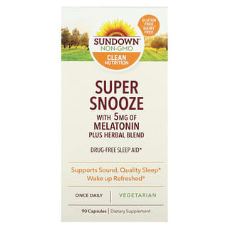 Sundown Naturals, Super Snooze Melatonin, 5 mg, 90 Cápsulas