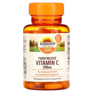 Sundown Naturals, Витамин C, замедленное высвобождение, 500 мг, 90 капсул