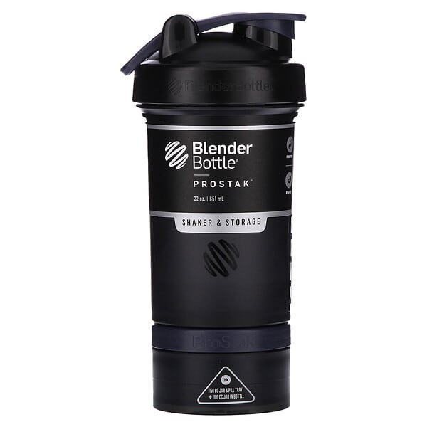 Blender Bottle, ProStak, Shaker &amp; Storage, FC Black, 22 oz (651 ml)