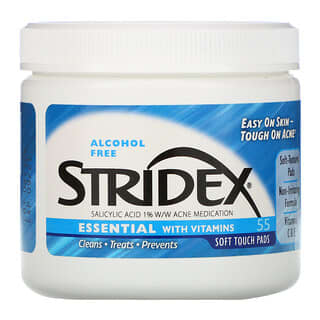 Stridex, Controle de acne em uma etapa, sem álcool, 55 almofadas de toque suave, 4,21 em cada