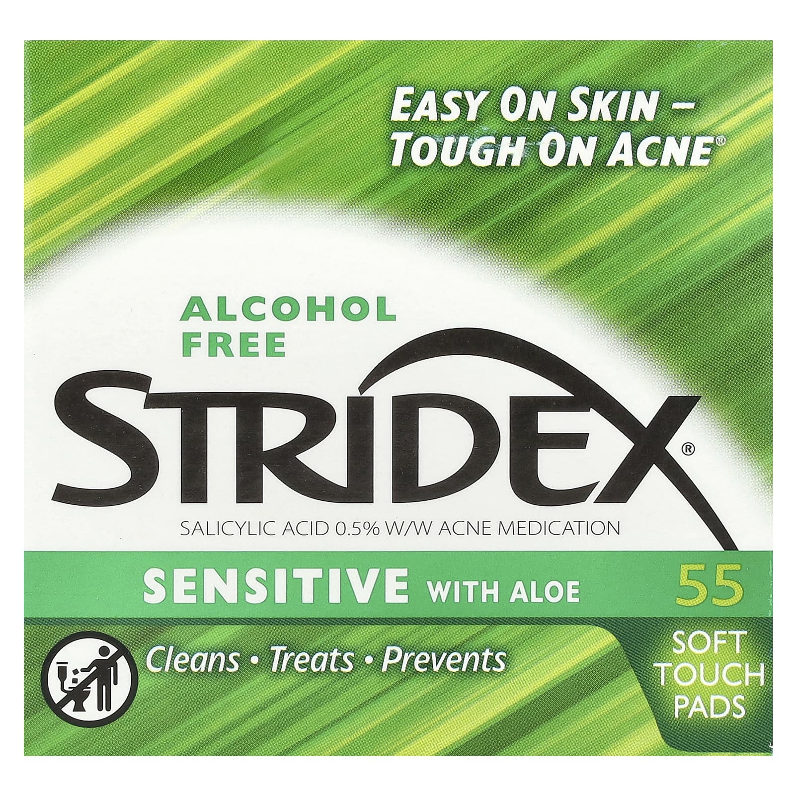 Stridex, Sensitive with Aloe, Alcohol Free, 55 Soft Touch Pads Image 3