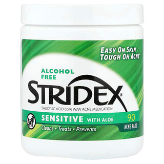 Stridex, Sensitive con aloe, Sin alcohol, 90 almohadillas suaves al tacto