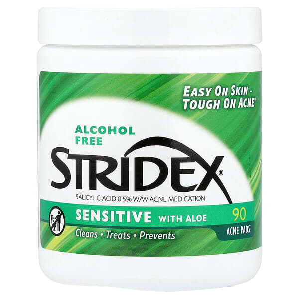 Stridex, Gevoelig met Aloë, Alcoholvrij, 90 zachte touchpads