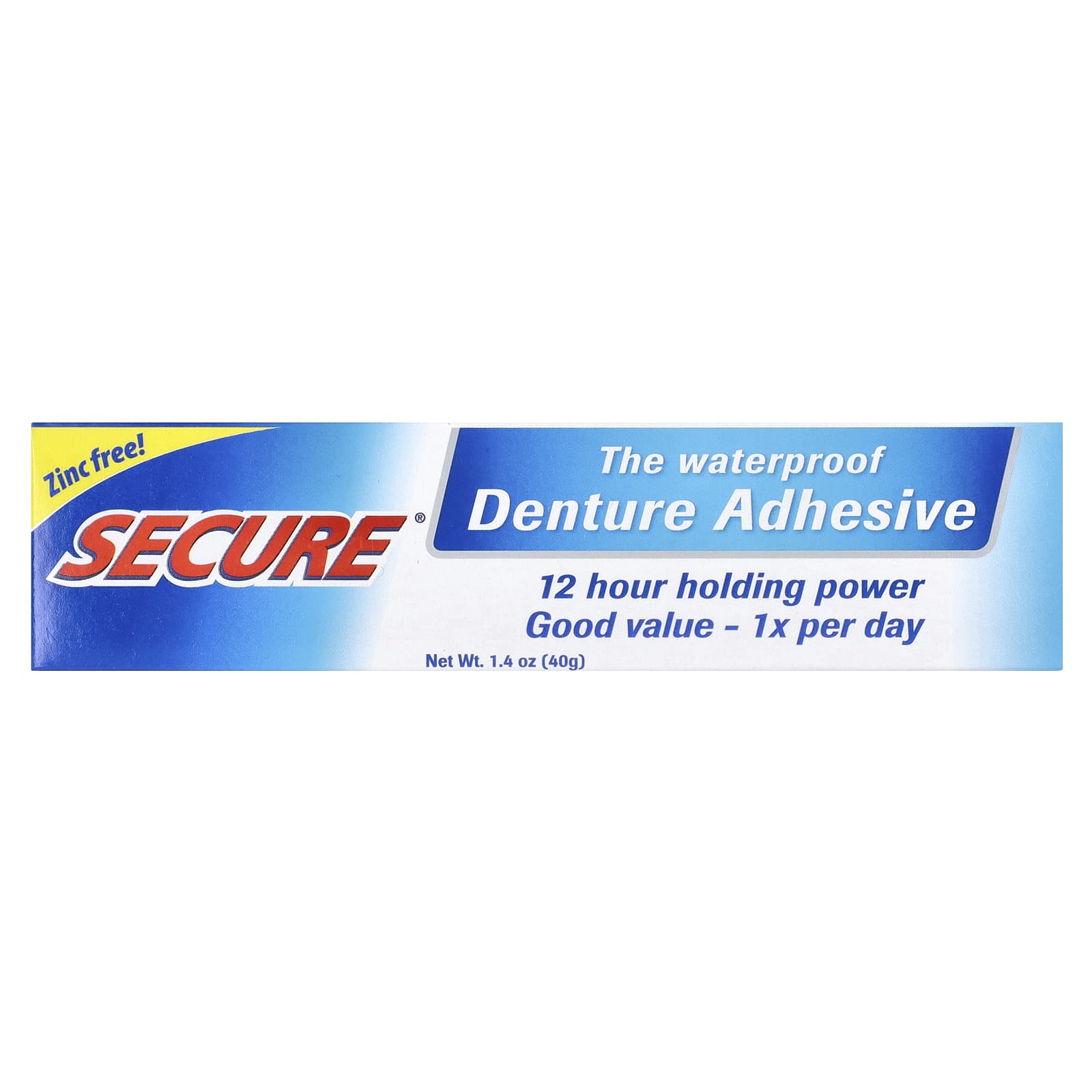 Secure Denture, The Waterproof Denture Adhesive, 1.4 oz (40 g)