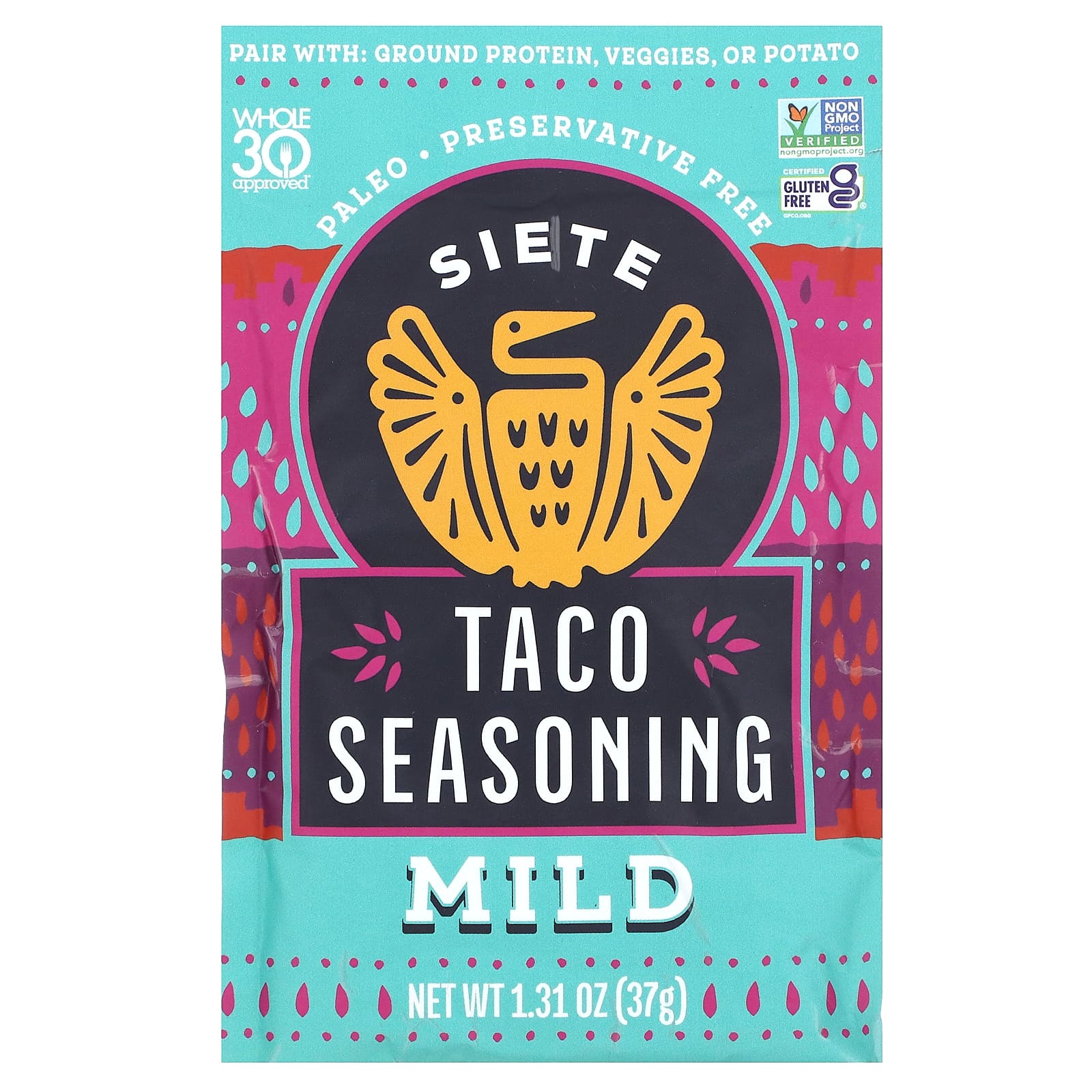 Siete, Taco Seasoning, Mild, 1.31 oz (37 g)