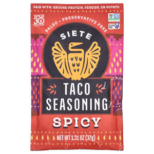 Siete, Taco Seasoning, Taco-Gewürzmischung, würzig, 37 g (1,31 oz.)