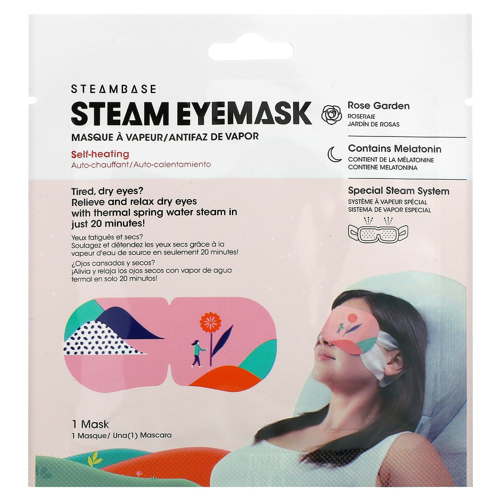 Steambase, Steam Eye Mask, Rose Garden, 1 Mask Image 2