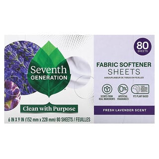 Seventh Generation, Fabric Softener Sheets, Fresh Lavender, 80 Sheets
