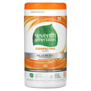 Seventh Generation, 消毒濕巾，檸檬草柑橘氣味，70 張，1 lb 1.4 oz (492 g)