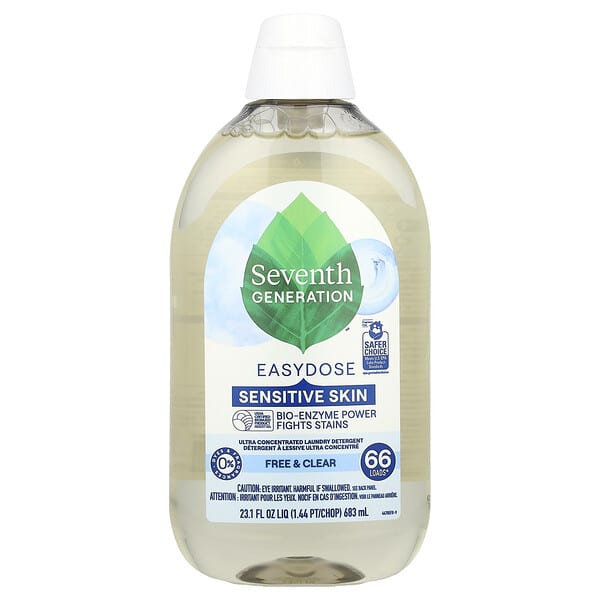 Seventh Generation, Easydose 超濃縮洗衣液，Free & Clear，66 次用量，23.1 液量盎司（683 毫升）