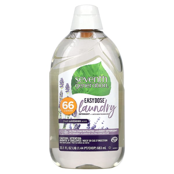 Seventh Generation, Easydose（イージードーズ）、超濃縮洗濯洗剤、フレッシュラベンダー、66回分、683ml（23.1液量オンス）