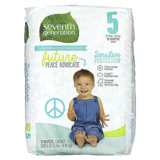 Seventh Generation, 敏感保護尿布，5 號，27-35 磅，19 片尿布