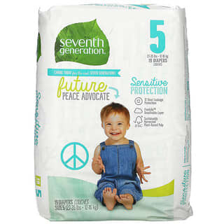 Seventh Generation, 敏感保護尿布，5 號，27-35 磅，19 片尿布