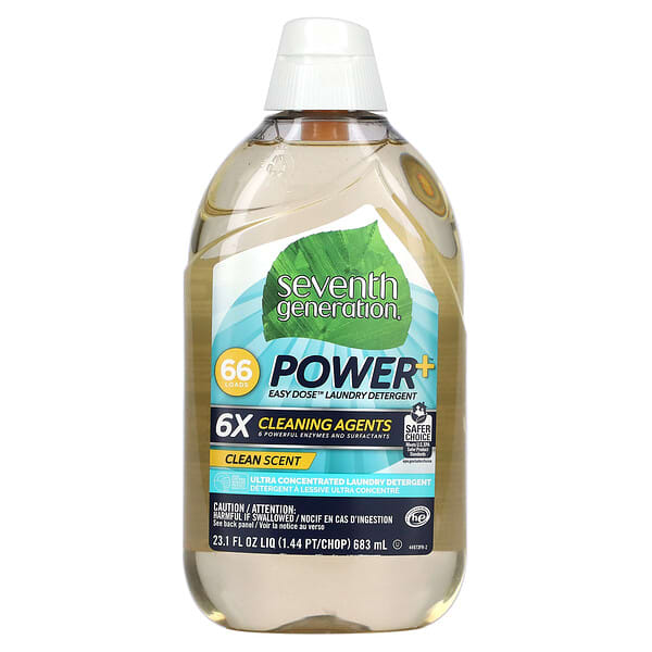 Seventh Generation, Power+ Easy Dose Laundry Detergent, Clean, 23.1 fl