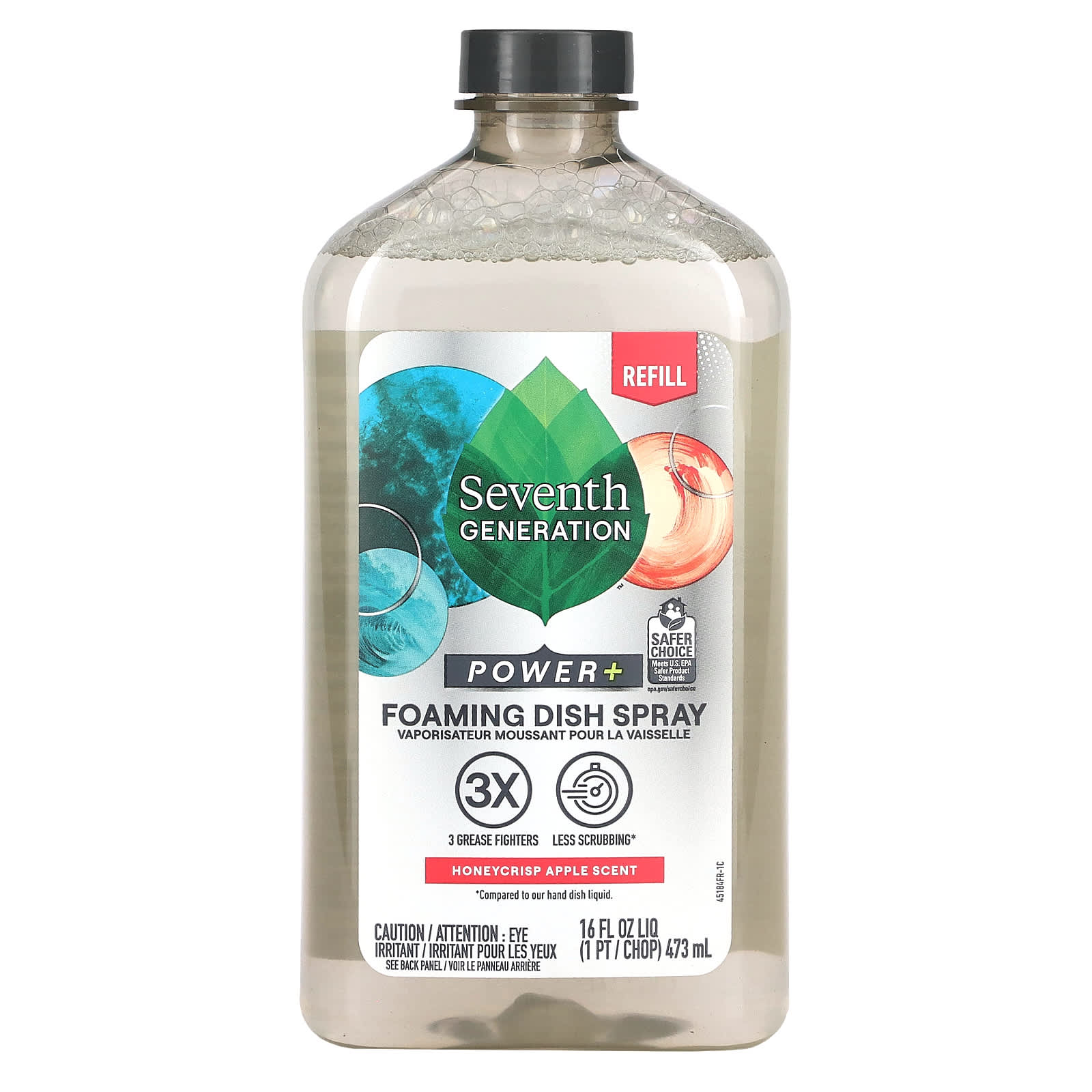 Seventh Generation, Power+ Foaming Dish Spray, Refill, Honeycrisp Apple