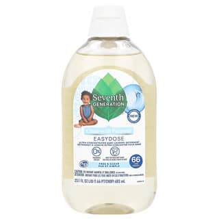 Seventh Generation, Detergente de Lavandaria Ultra Concentrado para Bebês Easy Dose, Grátis e Transparente, 683 ml (23,1 fl oz)