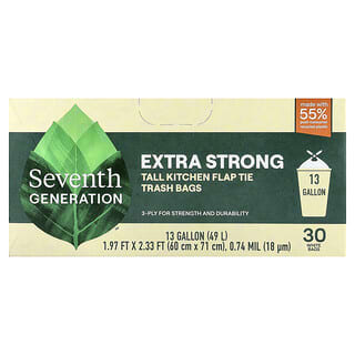 Seventh Generation, кулинарные пакеты для мусора, высокие, 30 белых пакетов, 13 галлонов