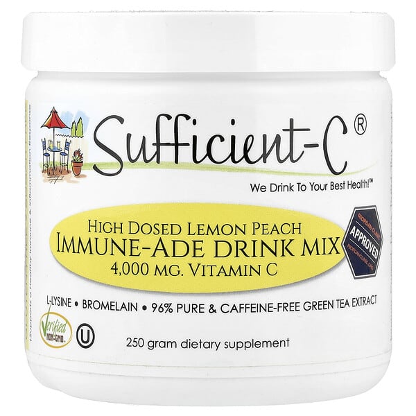 Sufficient C, High Dosed Immune-Ade Drink Mix, Lemon Peach, 250 g — product photo 1