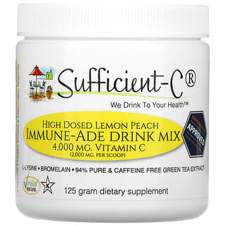 Sufficient C, Mistura para Bebida Imunológica Dosada Alta, Limão e Pêssego, 4.000 mg, 125 g