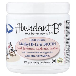 Sufficient C, Abundant-B Berdos Tinggi B-12 & Campuran Minuman Biotin, Limau Merah Jambu, 108 g