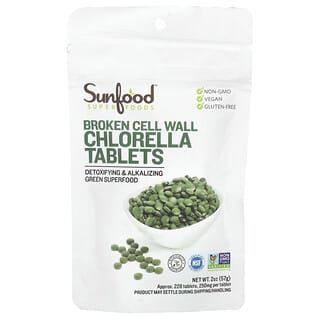 Sunfood, Comprimés de chlorelle à paroi cellulaire brisée, 250 mg, 228 comprimés, 57 g