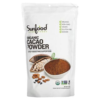 Sunfood, Органічний какао-порошок, 1 фунт (454 г)