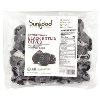 Sunfood, Pitted Peruvian Black Botija Olives, 8 oz (227 g)