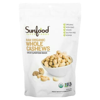 Sunfood, Raw Organic Whole Cashews, 8 oz (227 g)