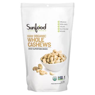 Sunfood, Raw Organic Whole Cashews, 1 lb (454 g)