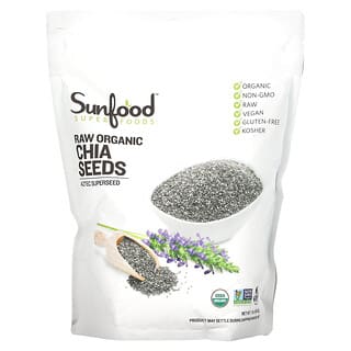 Sunfood, Semillas de chía orgánica cruda, 454 g (1 lb)