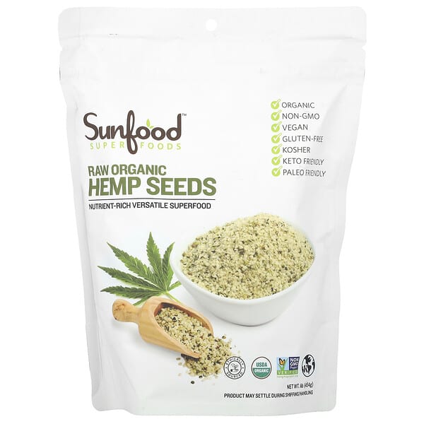 Superfoods, Raw Organic Hemp Seeds, 1 lb (454 g)