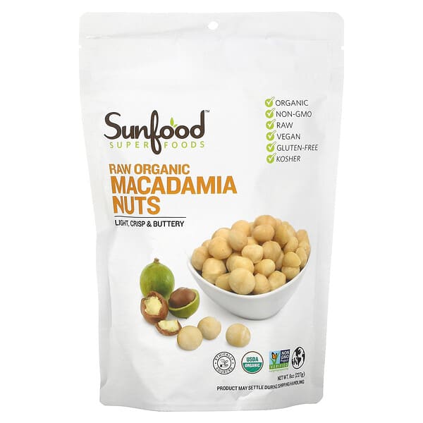 Sunfood, Raw Organic Macadamia Nuts、8 oz (227 g)