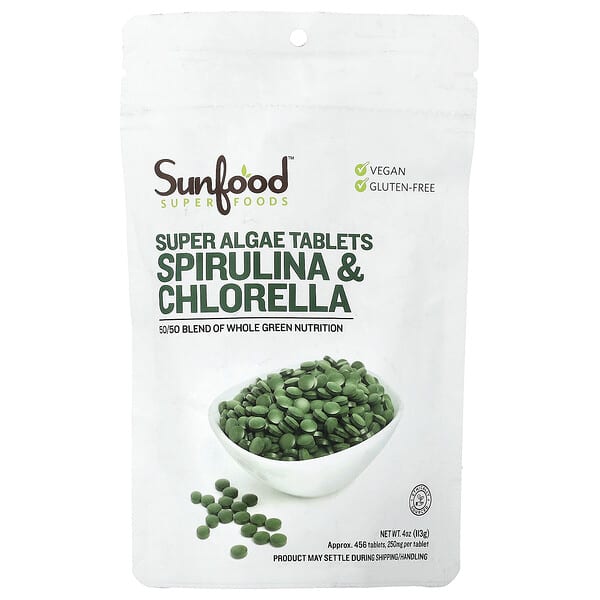 Sunfood, Super Algae Tablets Spirulina & Chlorella, Approx. 456 Tablets
