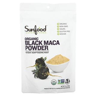Sunfood‏, אבקת מאקה שחור אורגני גולמי, 113 גרם (4 אונקיות)