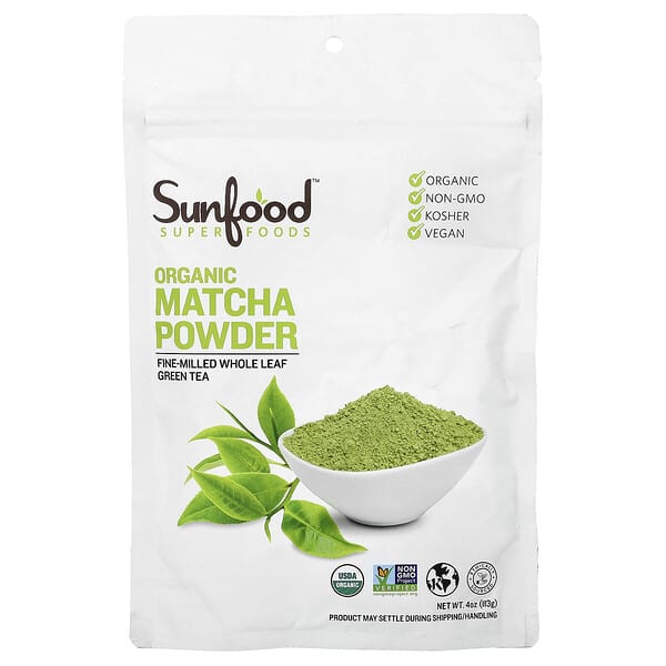 Sunfood, ซูเปอร์ฟู้ด ผงมัทฉะออร์แกนิก ขนาด 4 ออนซ์ (113 ก.)