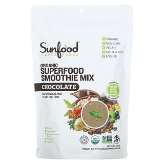 Sunfood, 유기농 초콜릿 슈퍼 푸드 스무디 믹스, 227g(8oz)