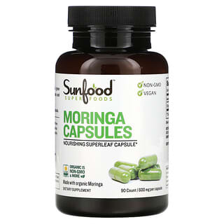 Sunfood, Capsules de moringa, 600 mg, 90 capsules