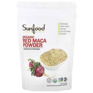 Sunfood, Maca roja cruda y orgánica en polvo, 227 g (8 oz)