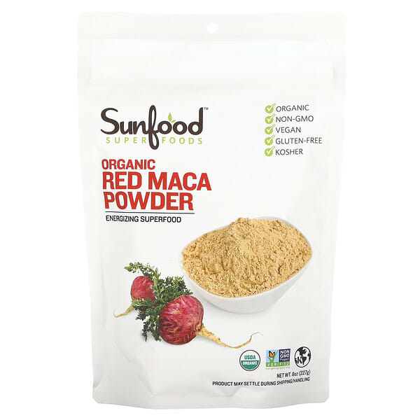 Sunfood, 未加工オーガニックレッドマカパウダー、227g（8oz）