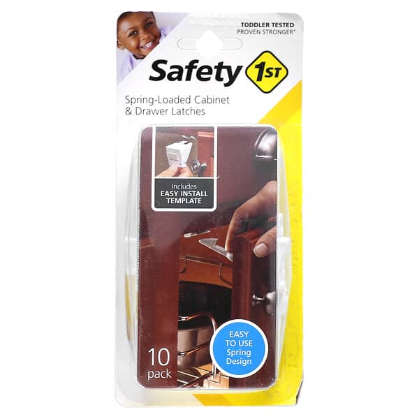 Safety 1st, Spring-Loaded Cabinet &amp; Drawer Latches, 10 Pack