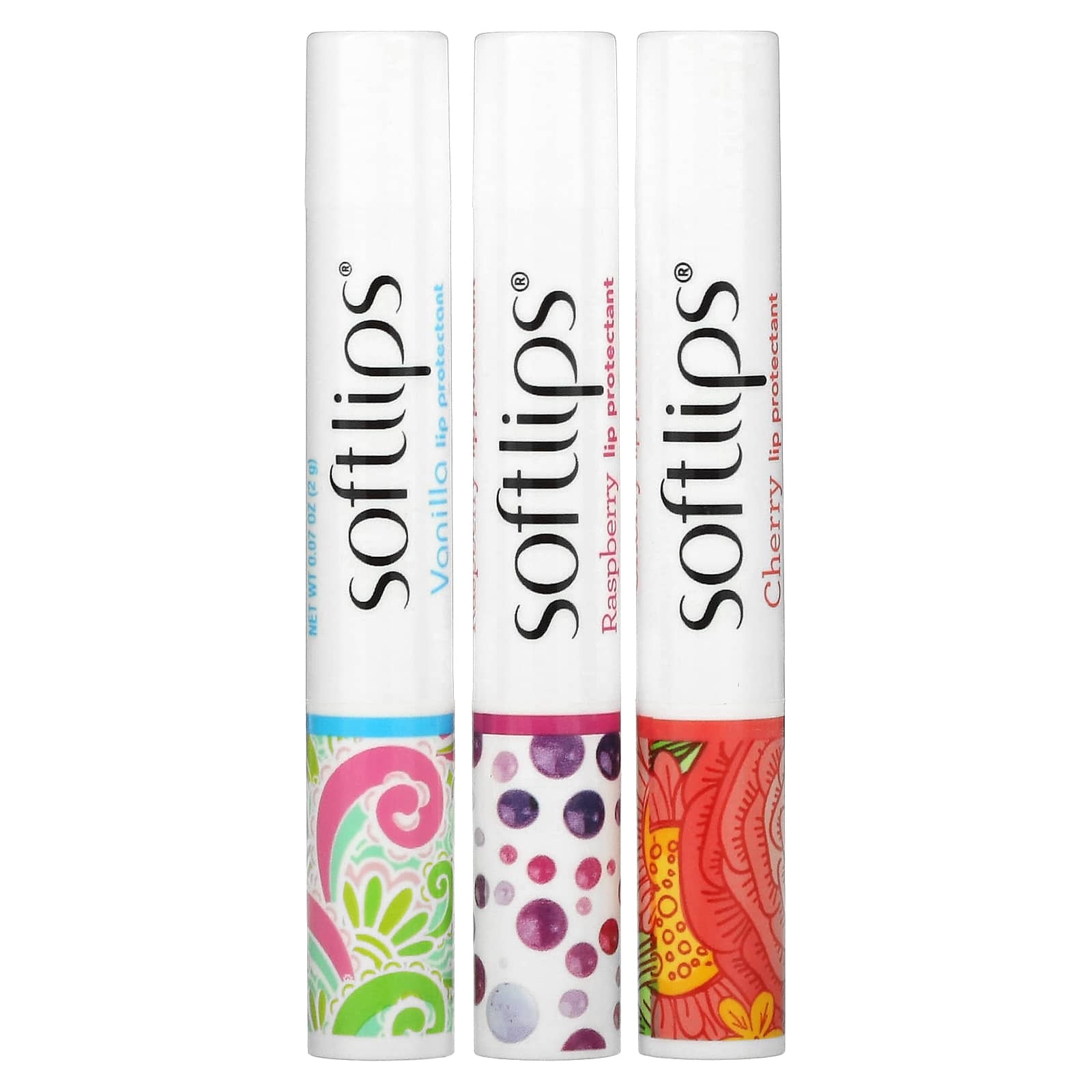 Softlips, Lip Protectant, Cherry, Raspberry, Vanilla, 3 Pack, 0.07 oz ...