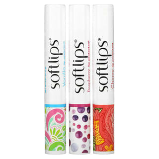 Softlips, Protecteur pour les lèvres, Cerise, framboise, vanille, 3 paquets, 2 g chacun