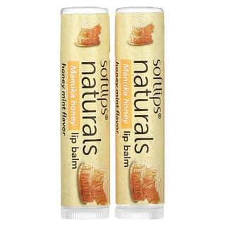 Softlips, Bálsamo labial con miel de manuka de Naturals, Miel y menta`` 2 barras, 4,2 g (0,15 oz) cada una