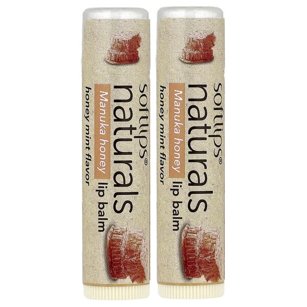 Softlips, 含麥盧卡蜂蜜天然潤唇膏，蜂蜜薄荷，2 支，每支 0.15 盎司（4.2 克）