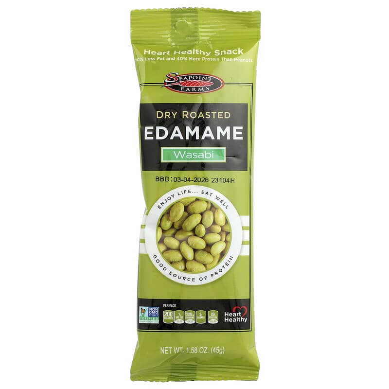 Edamame Torrado a Seco, Wasabi, 12 Pacotes, 45 g (1,58 oz) Cada