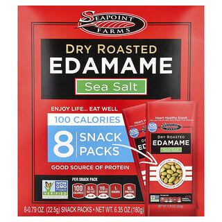 Seapoint Farms, Dry Roasted Edamame, Sea Salt, 8 Snack Packs, 0.79 oz (22.5 g) Each