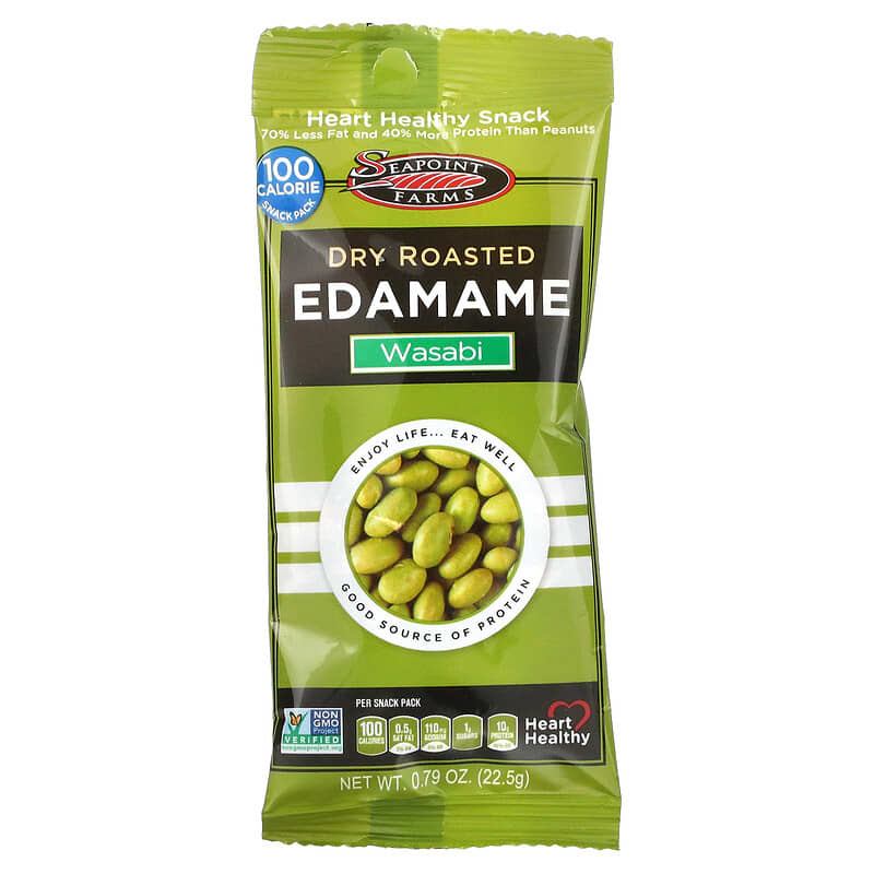 Seapoint Farms, Dry Roasted Edamame, Wasabi, 8 Snack Packs, 0.79 oz (22 ...